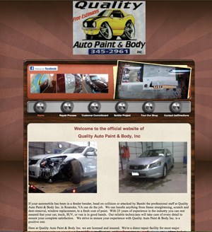 quality auto paint & body's outdated homepage.