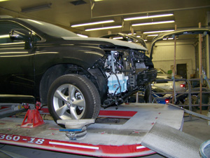 this 2010 lexus suv was hit within weeks of its purchase and sustained structural (a.k.a. frame) damage. the owner decided it was no longer fit to own, but has filed a dv claim to be made whole in the process of trading it in for an identical new vehicle.