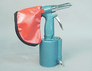 10. pneumatic gun with mandrel collection bag attached. 