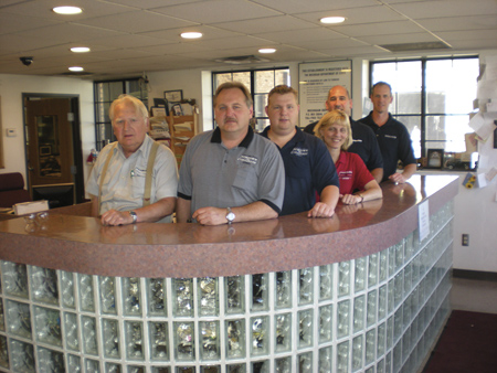 The Nortown family (from left to right): founder Eugene Oleszko, Allen Oleszko, Allen Oleszko Jr., Kathy Oleszko Best, Tony Betz, Transtar sales rep and Jim Chargo, regional director for Transtar.