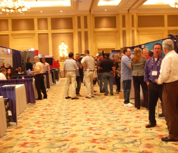 A shot of the trade show floor on Friday night.