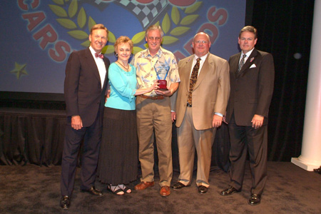 left to right: dick cross, carstar ceo; connie degroot and dale degroot of degroot carstar collision center in kalamazoo, mich., co-winners of the marketing-emerging market of the year award for the second consecutive year, dan bailey, carstar coo and bill garoutte, senior marketing executive of carstar.