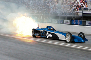 The Miller Electric jet dragster was custom painted with Matrix System’s waterborne basecoat, Aqualution.